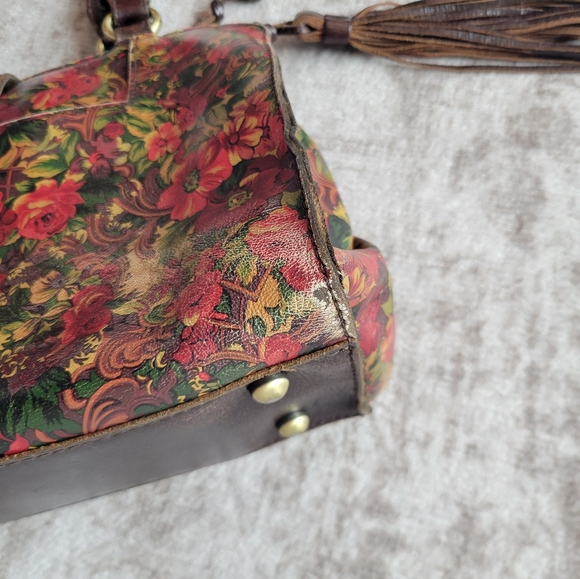 Patricia Nash Rienzo Floral Italian Leather Purse Red Boho Vintage Style - Picture 6 of 9
